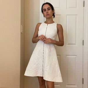 White A line zip up dress